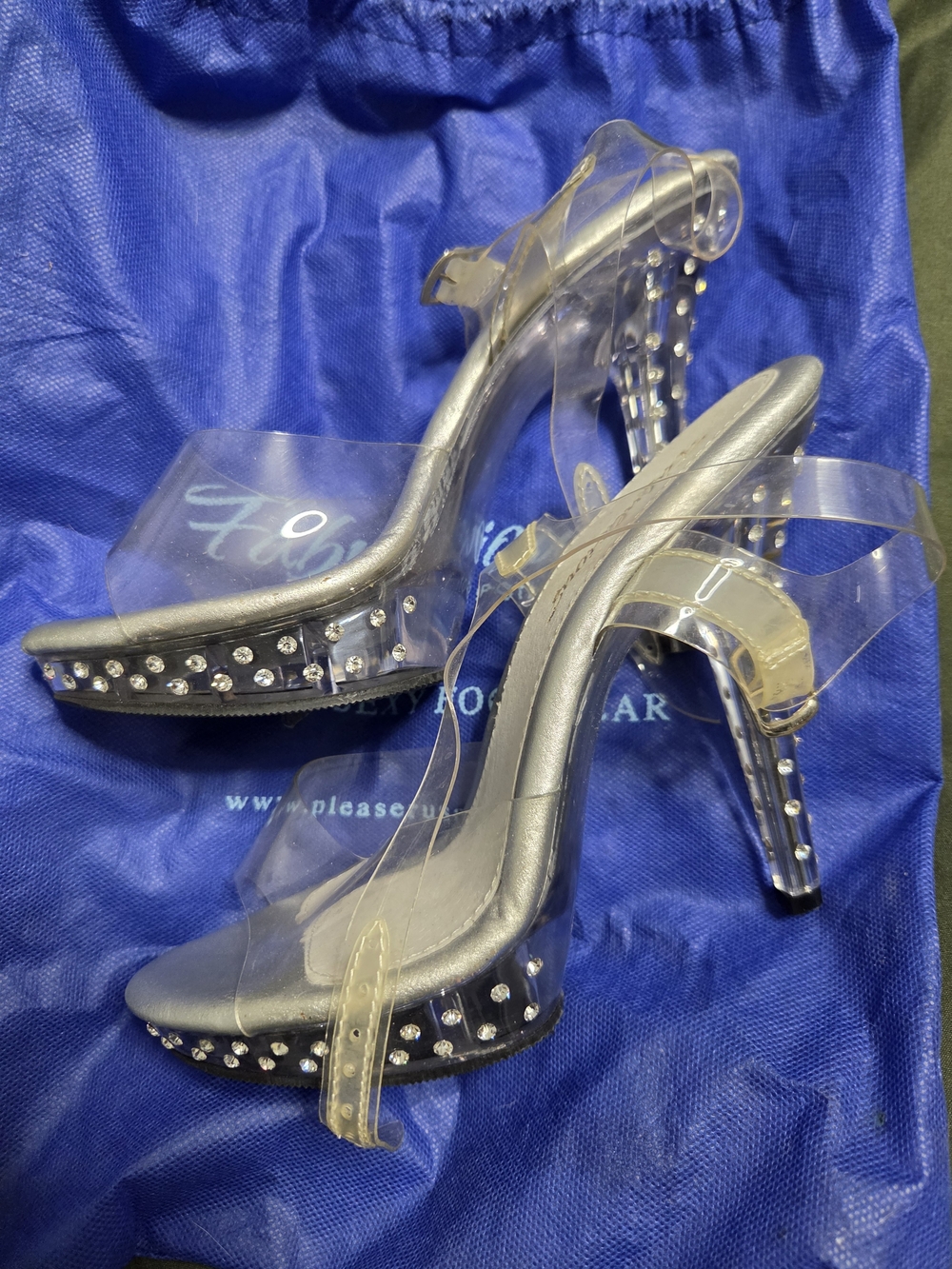 Clear Rhinestone Platform Sandals - Silver - Picture 2 of 3
